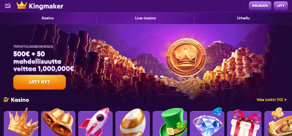 Kingmaker – Paras nettikasino laajan pelikirjaston ystäville