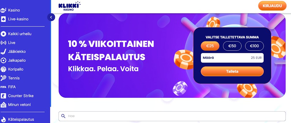 Klikki Kasino – Paras nettikasino kotimaisille pelaajille